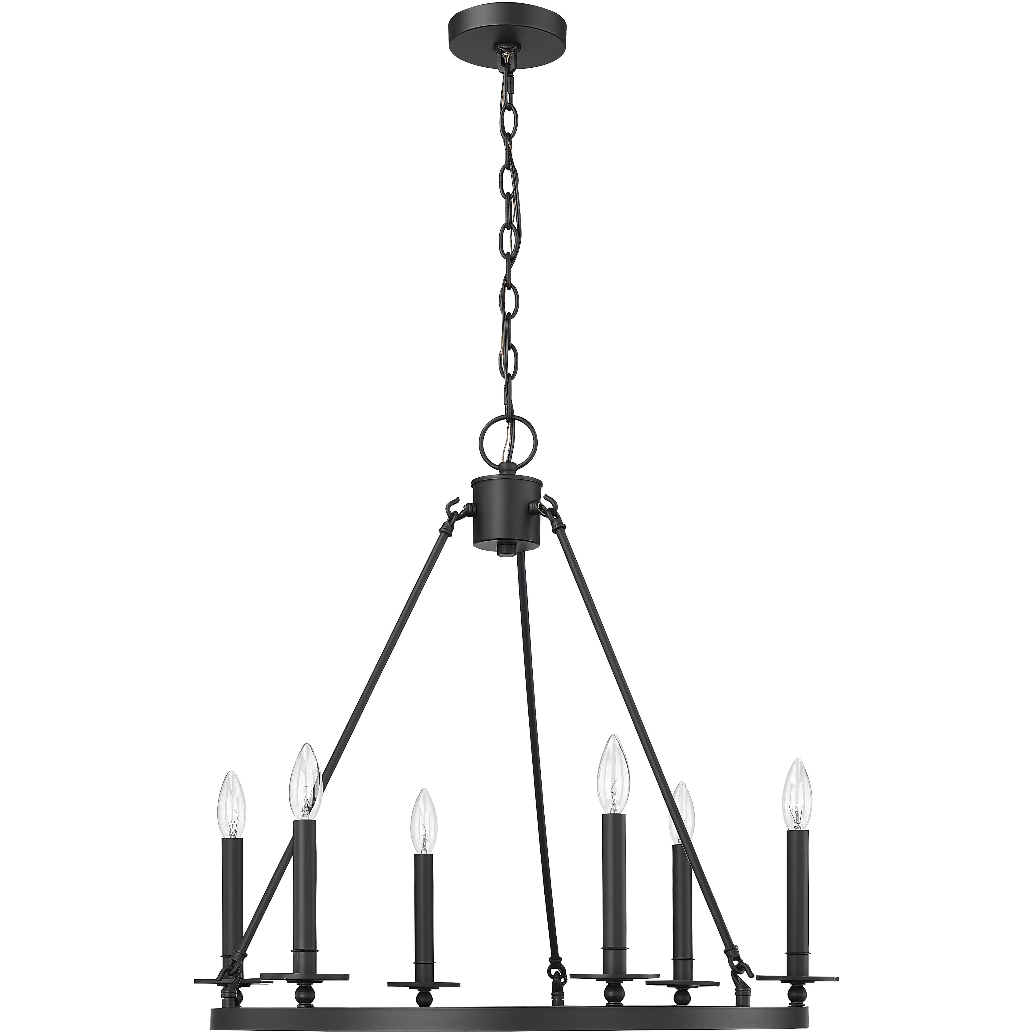 Florence 6 Light 26 inch Matte Black Chandelier Ceiling Light